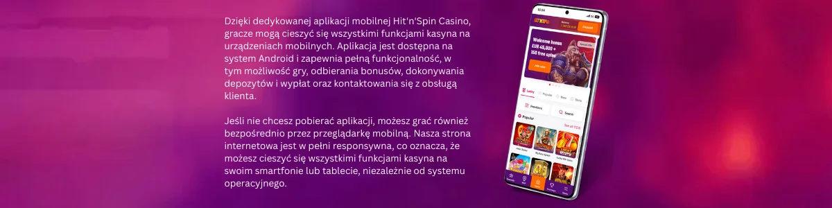 aplikacji mobilnej HitnSpin Casino